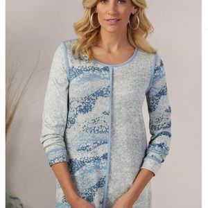 Soft Surroundings blue gray printed piper tunic